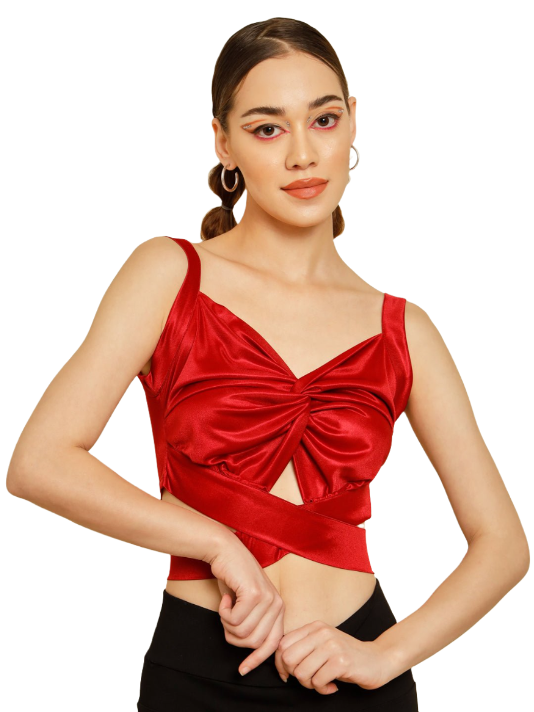 Stacked Flame Casual Sleeveless Solid Women Maroon Top