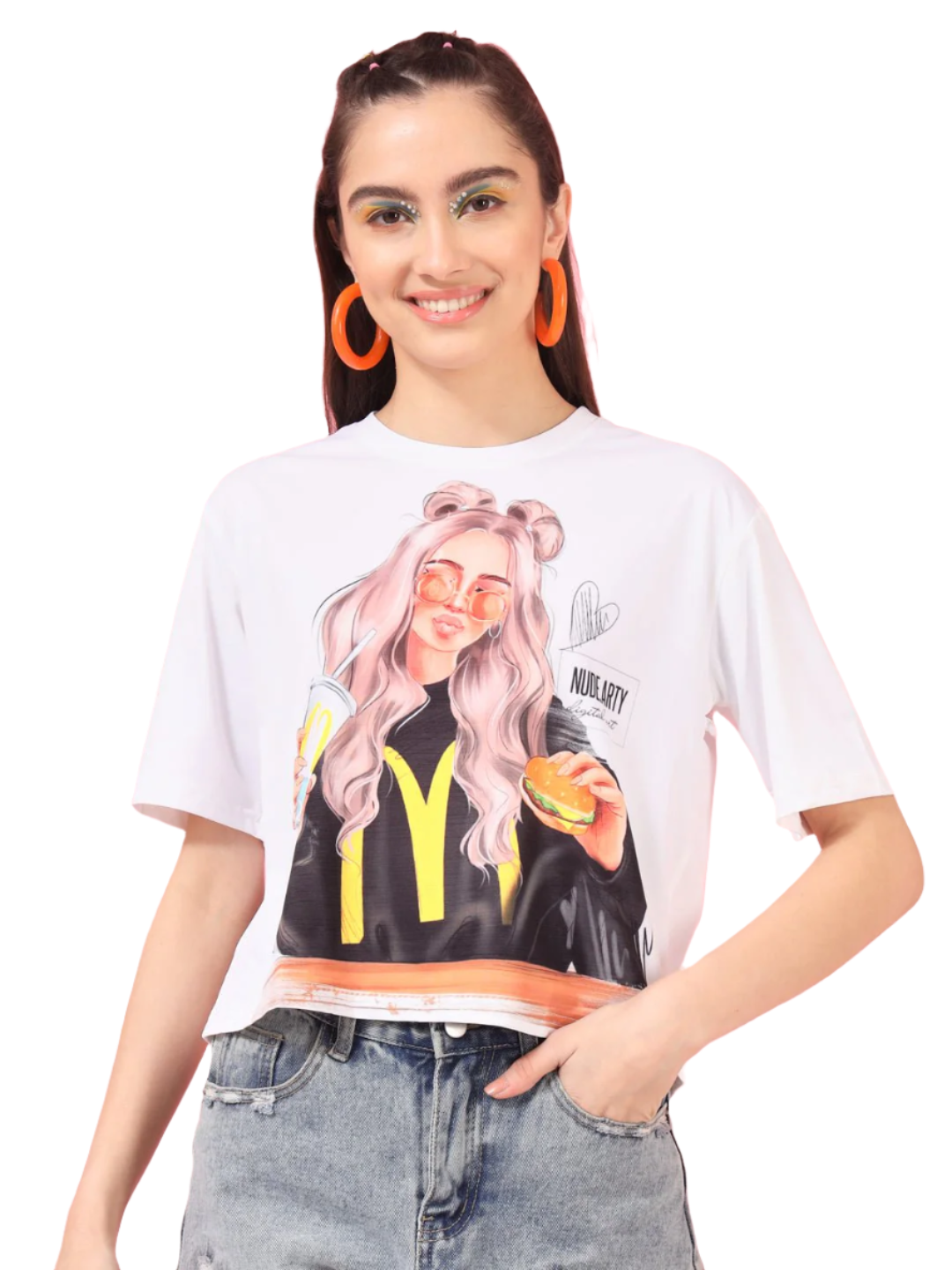 Stacked Flame Casual Regular Sleeves Printed Women Multicolor Top