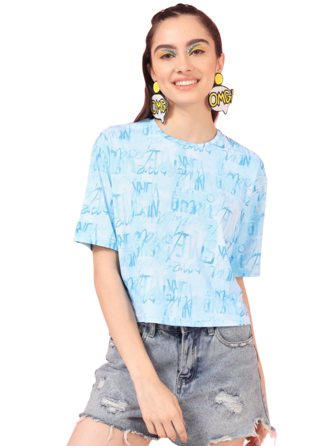 STacked Flame Casual Regular Sleeves Printed Women Multicolor Top