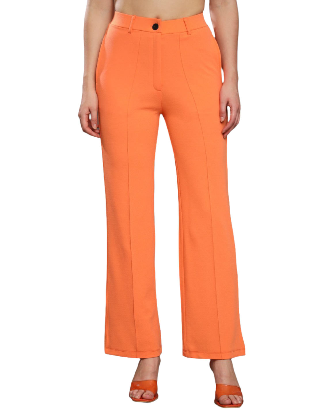Stacked Flame Women Regular Fit Orange Lycra Trousers