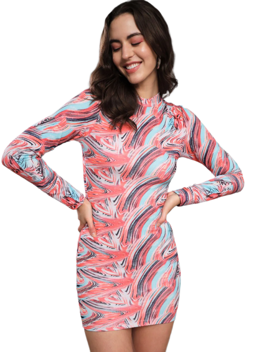 Stacked Flame Women Bodycon Multicolor Dress