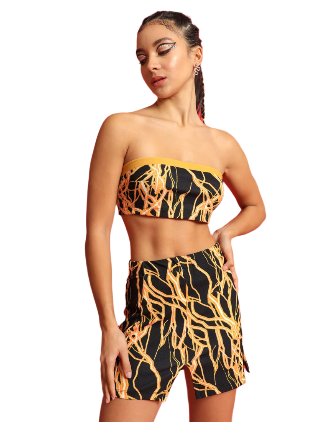 Stacked Flame Women Two Piece Dress Multicolor Dress