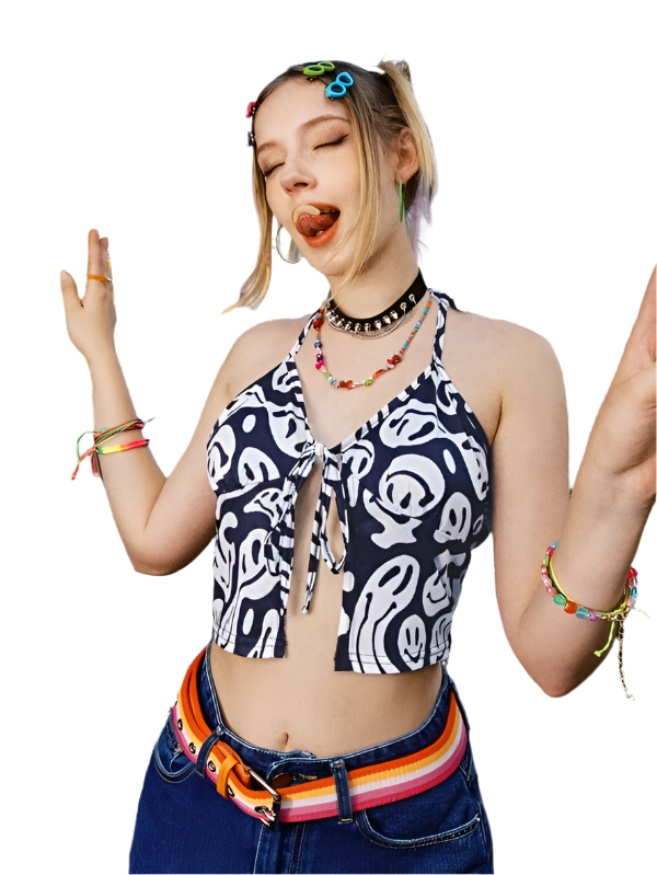 Stacked Flame Casual Sleeveless Printed Women Multicolor Top