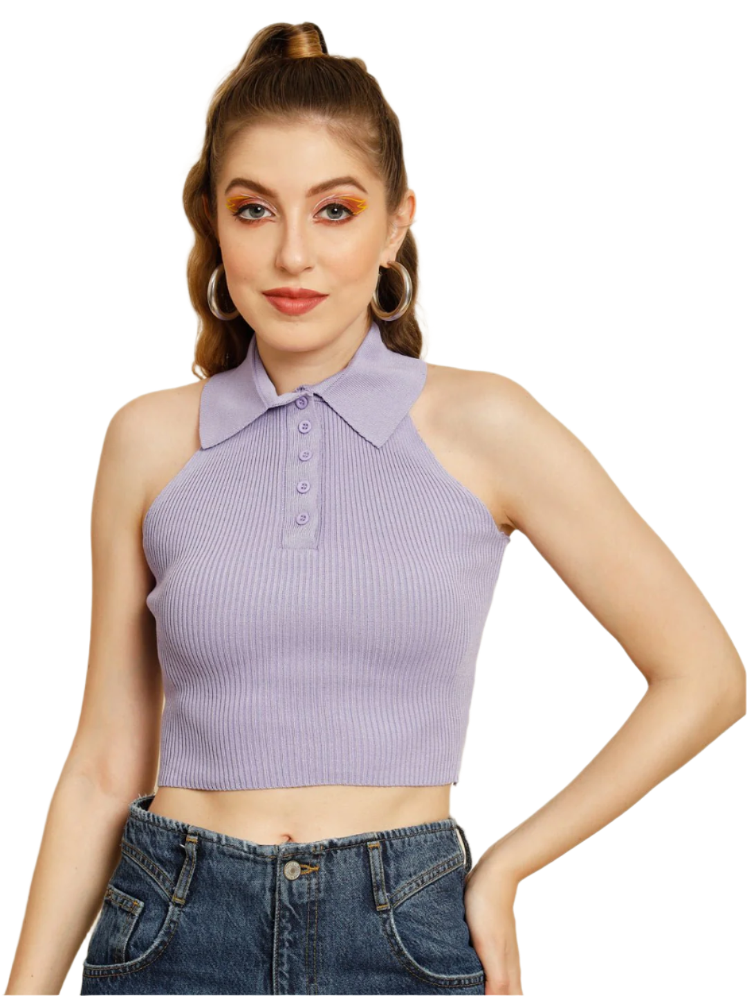 Stacked Flame Casual Regular Sleeves Solid Women Purple Top