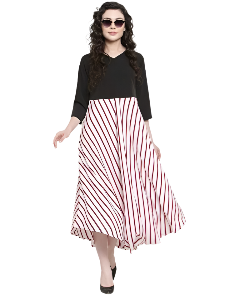 Stacked Flame Women Fit and Flare Multicolor Dress