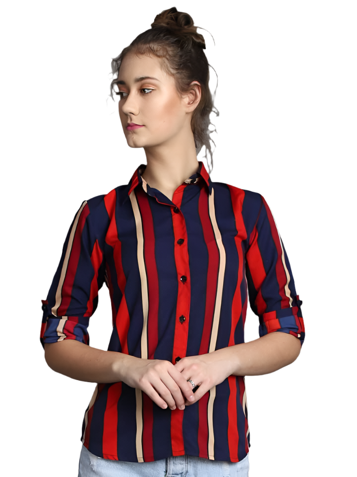 Stacked Flame Women Regular Fit Printed Spread Collar Formal Shirt