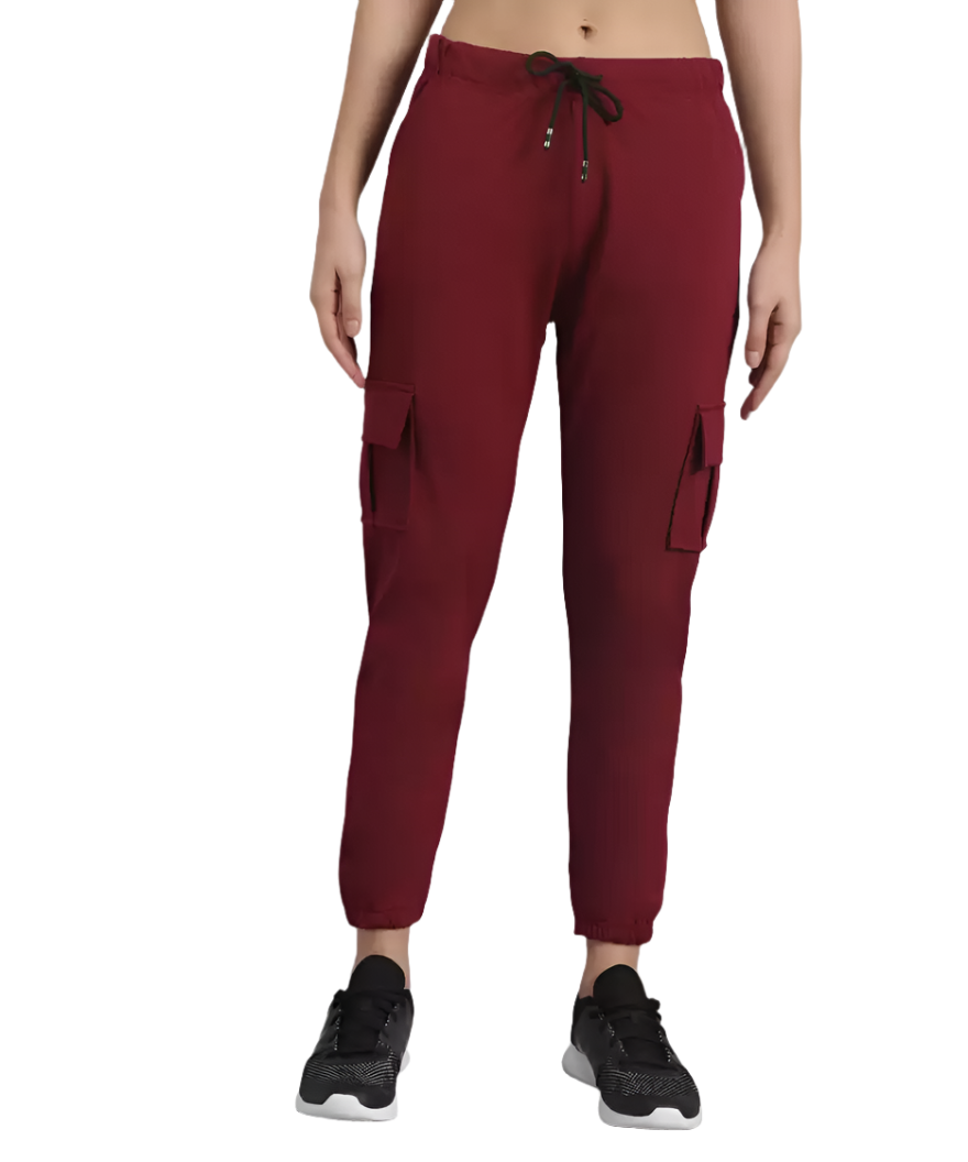Stacked Flame Regular Fit Women Maroon Lycra Blend Trousers