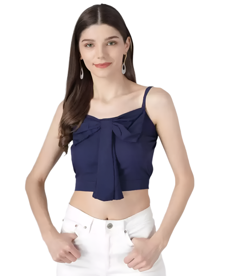 Casual Sleeveless Solid Women Blue Top