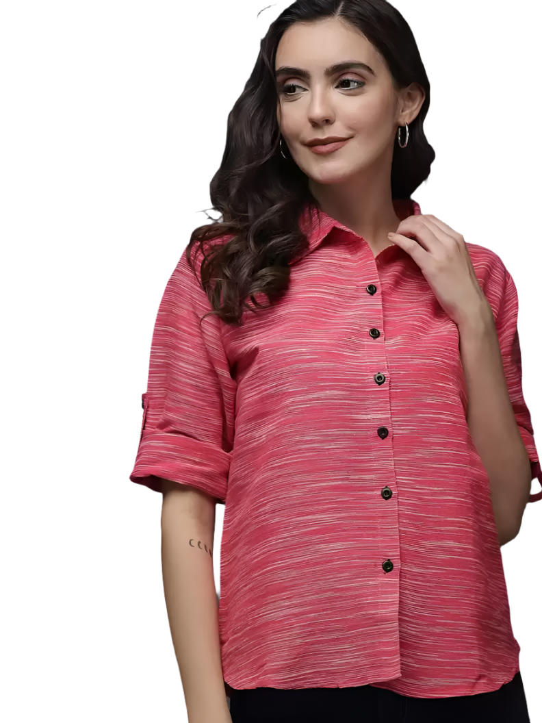 Stacked Flame Women Regular Fit Printed Button Down Collar Formal Shirt