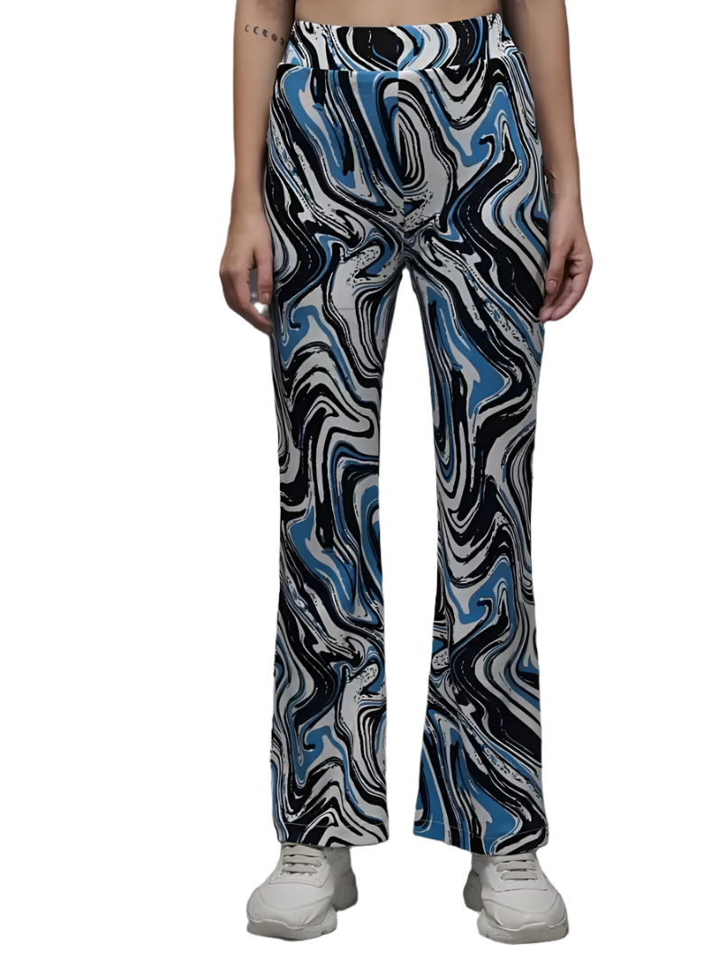 Stacked Flame Regular Fit Women Multicolor Lycra Blend Trousers