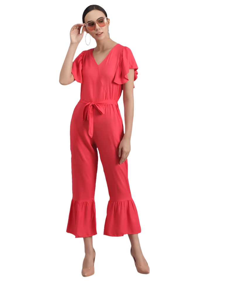 Stacked Flame Solid Women Jumpsuit