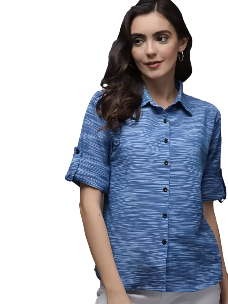 Stacked Flame Women Regular Fit Printed Button Down Collar Formal Shirt