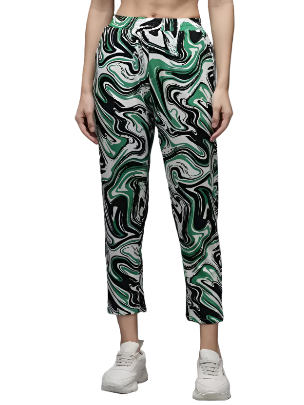 Stacked Flame Regular Fit Women Multicolor Lycra Blend Trousers