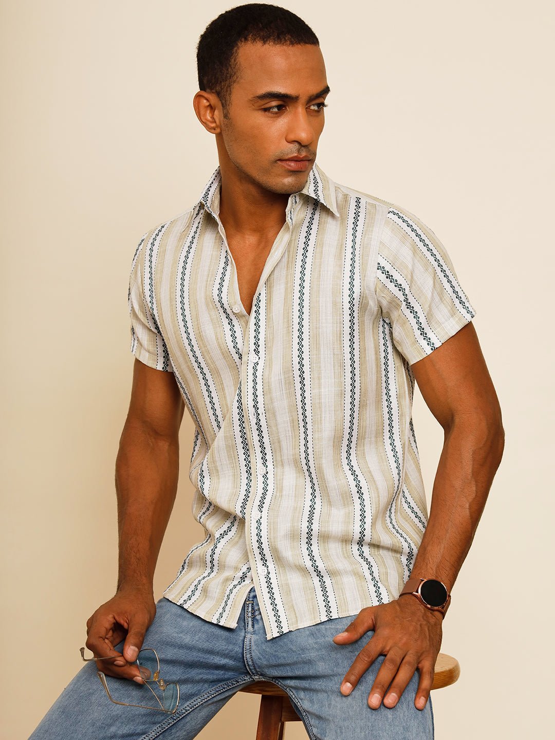 TANDUL Men Regular Fit Printed Built-up Collar Casual Shirt