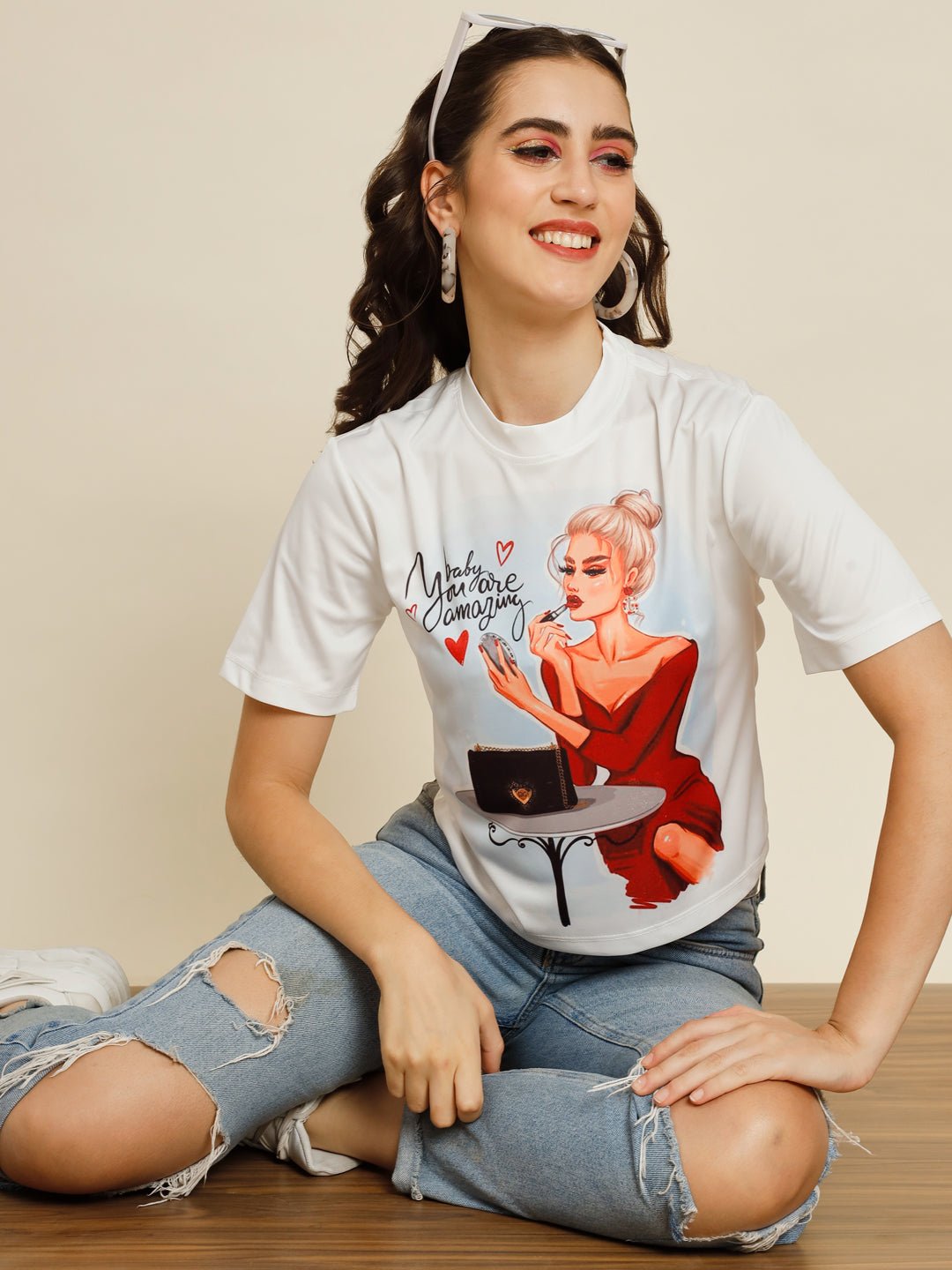 Stacked Flame Casual Printed Women Multicolor Top