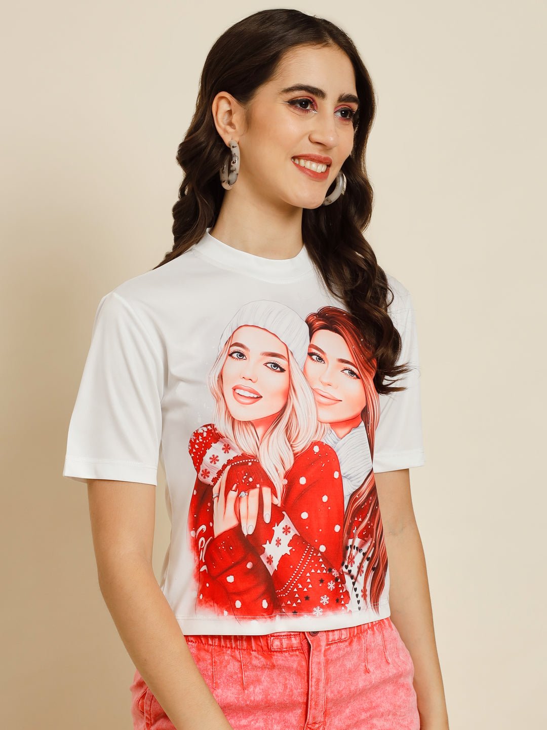 Stacked Flame Casual Printed Women Multicolor Top