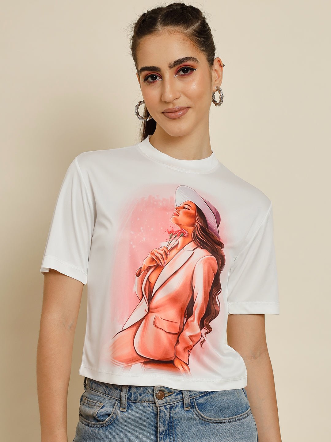 Stacked Flame Casual Printed Women Multicolor Top
