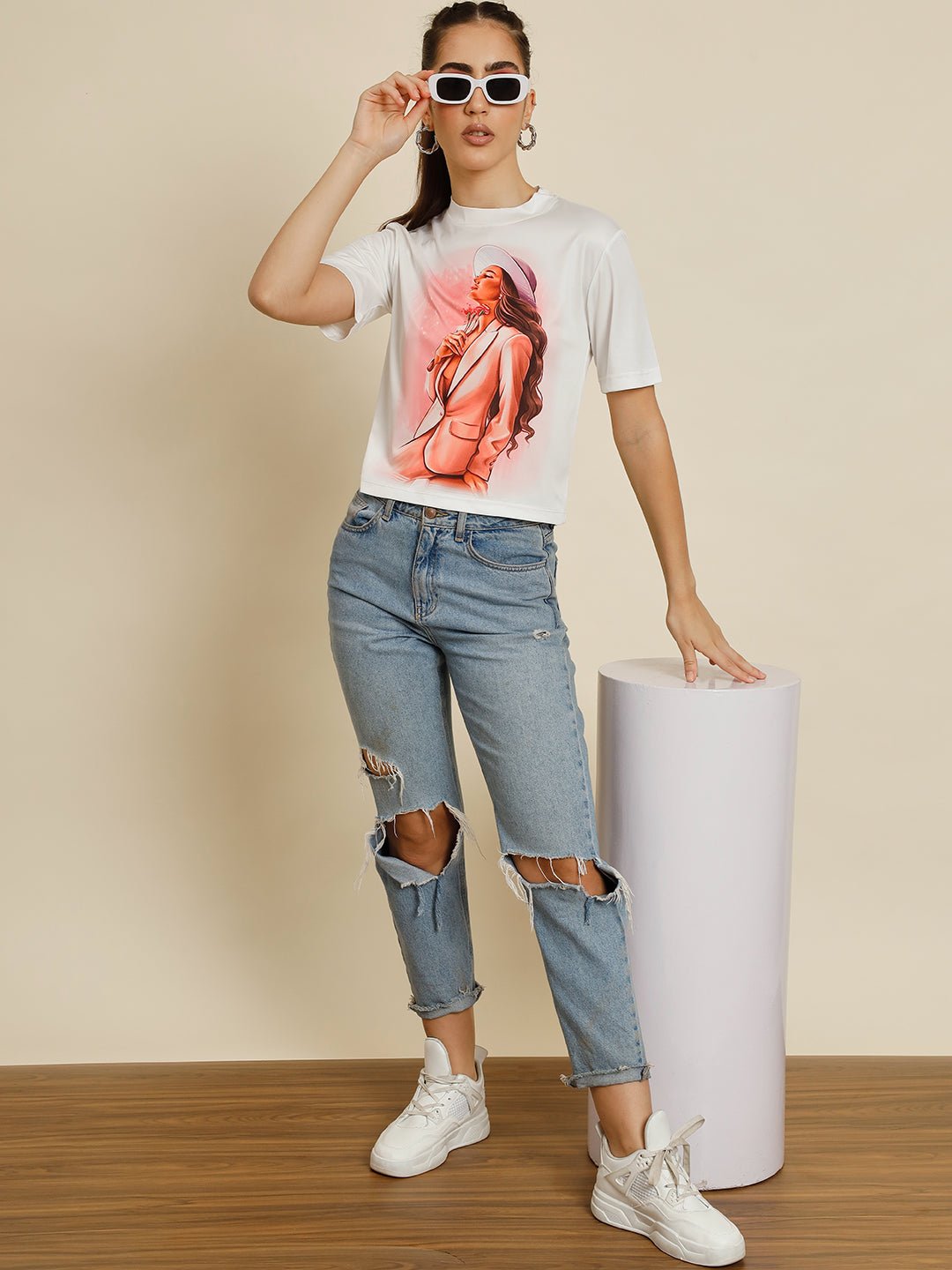 Stacked Flame Casual Printed Women Multicolor Top