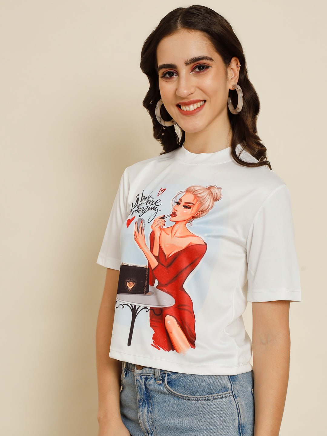 Stacked Flame Casual Printed Women Multicolor Top