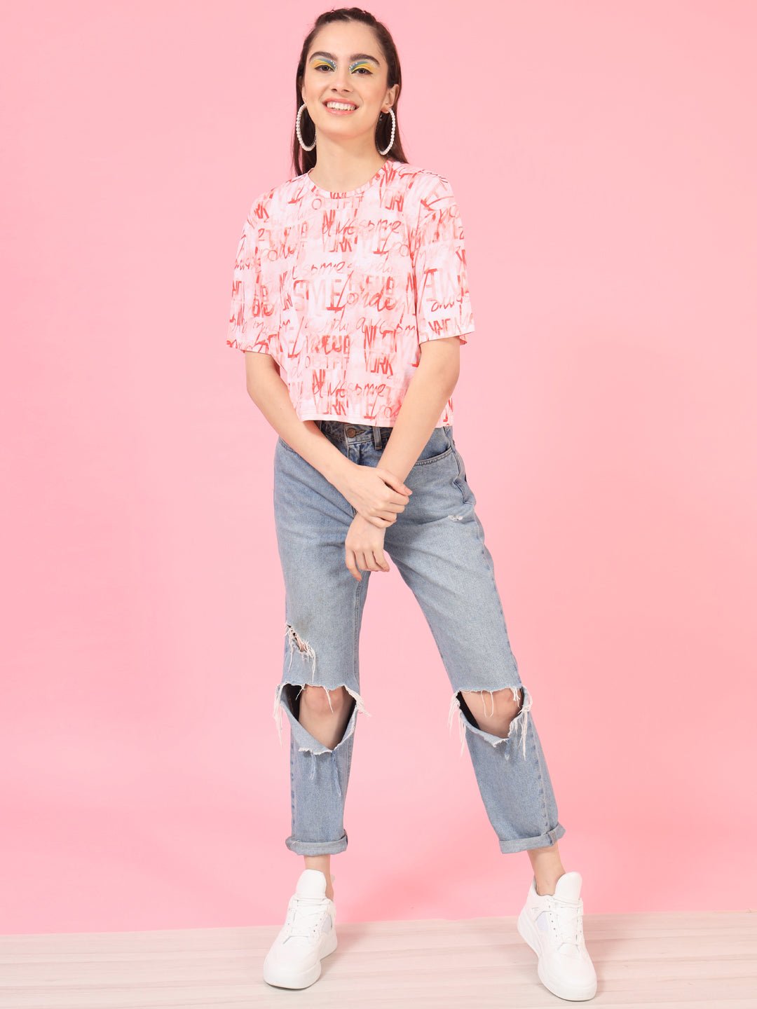 Stacked Flame Casual Printed Women Multicolor Top