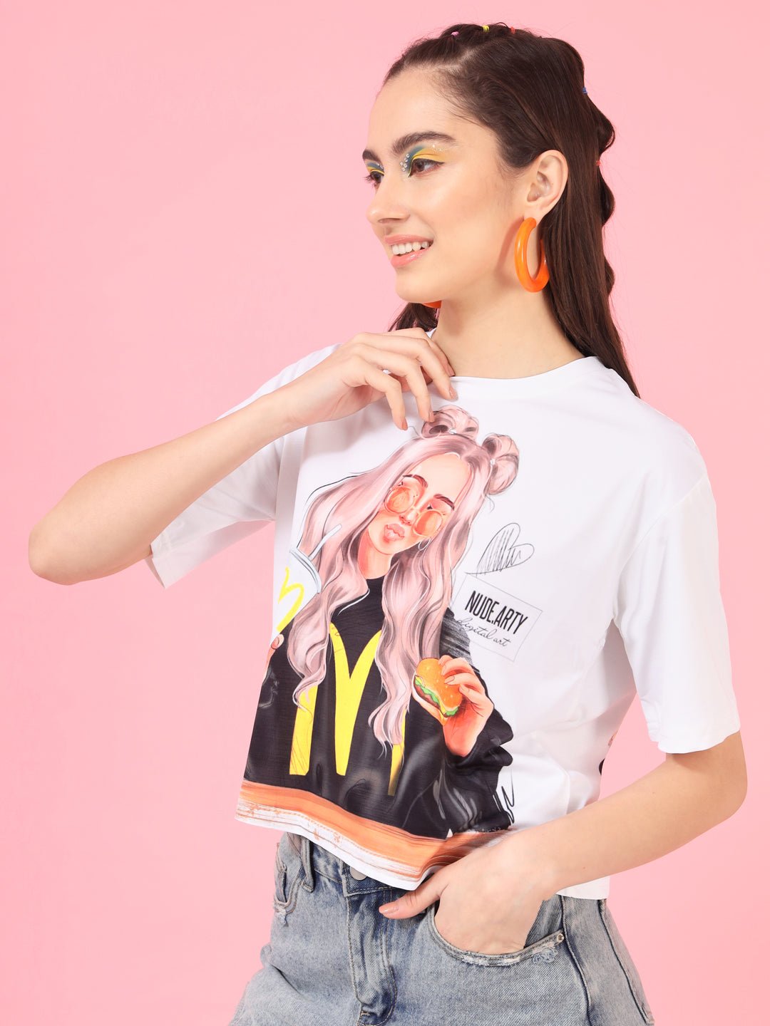 Stacked Flame Casual Regular Sleeves Printed Women Multicolor Top