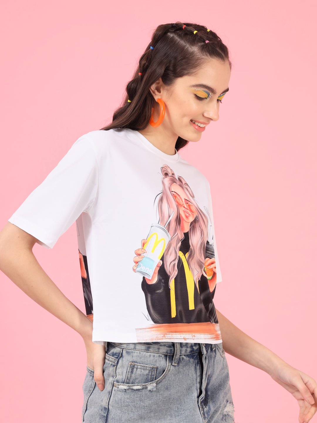 Stacked Flame Casual Regular Sleeves Printed Women Multicolor Top