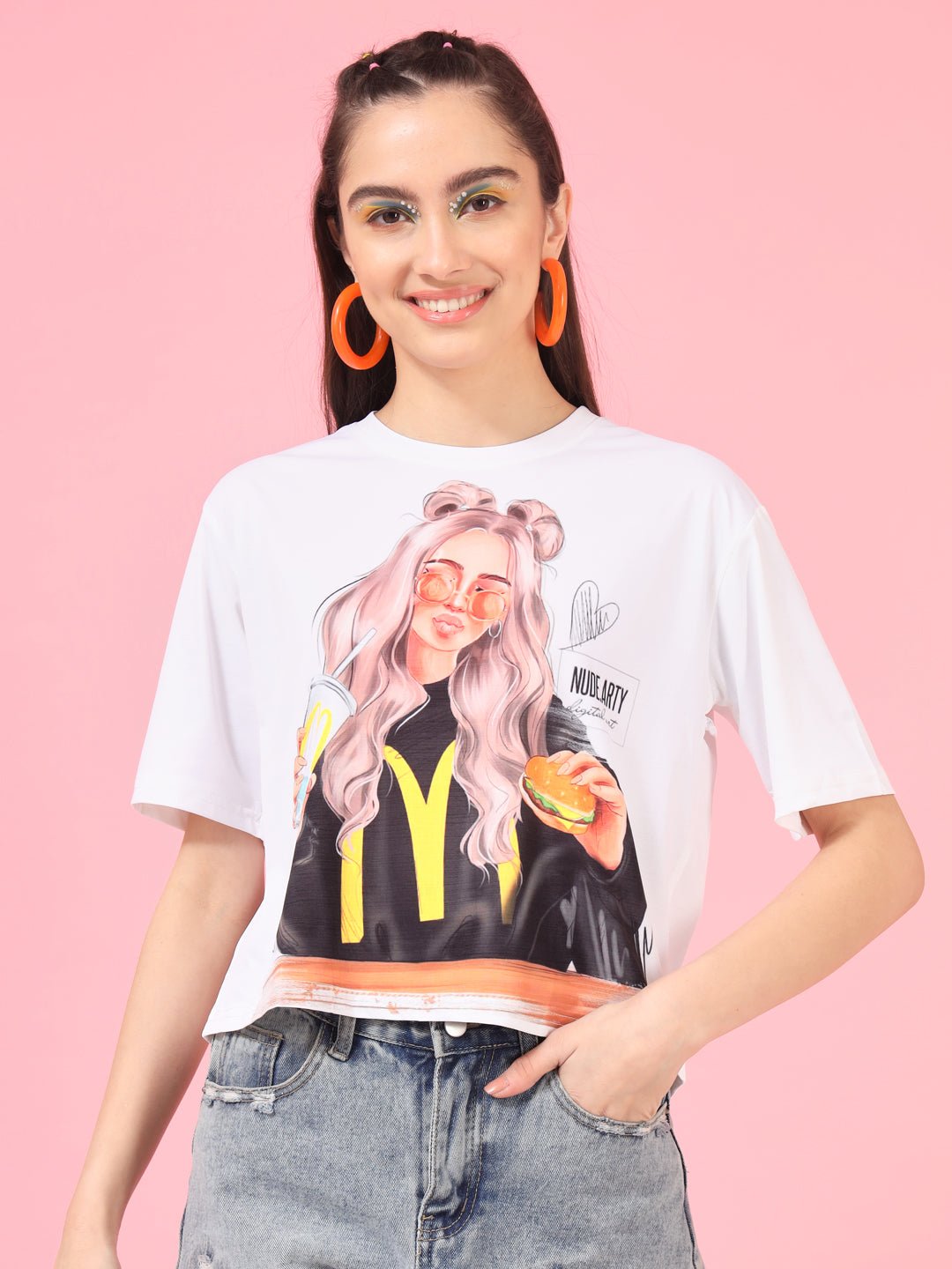 Stacked Flame Casual Regular Sleeves Printed Women Multicolor Top