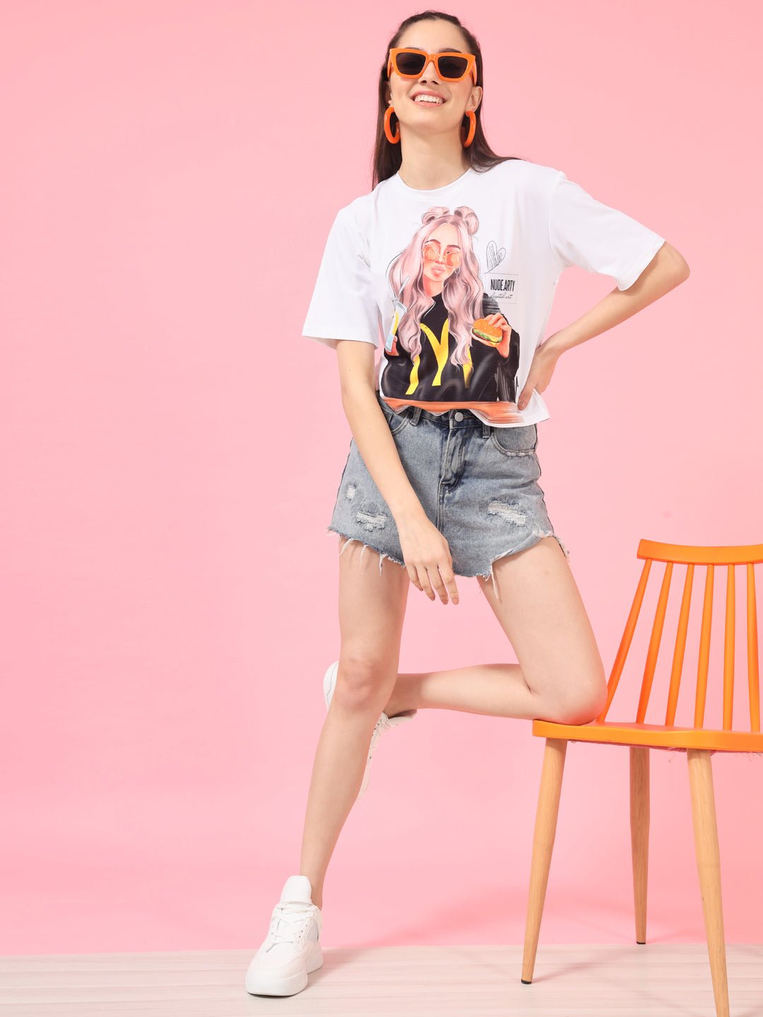 Stacked Flame Casual Regular Sleeves Printed Women Multicolor Top