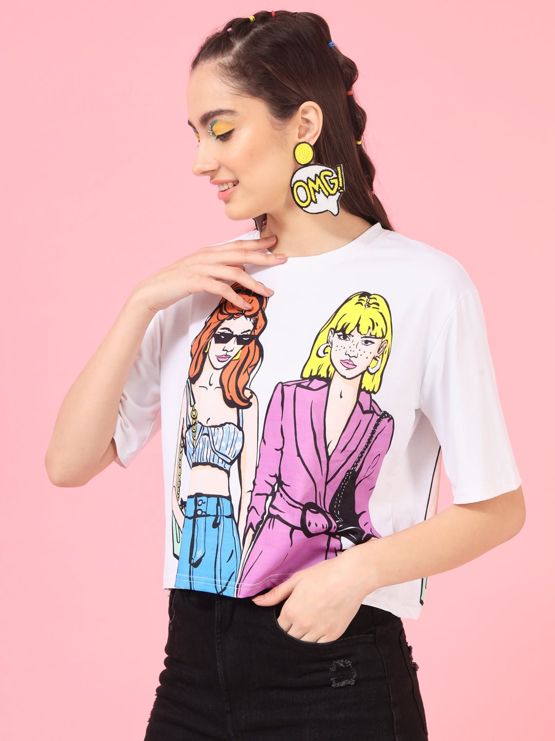 Stacked Flame Casual Printed Women Multicolor Top