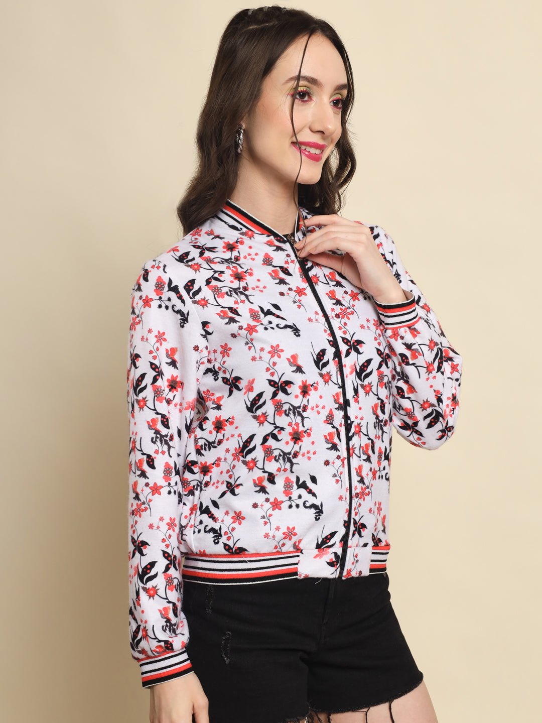 TANDUL Women Printed Fleece Jacket