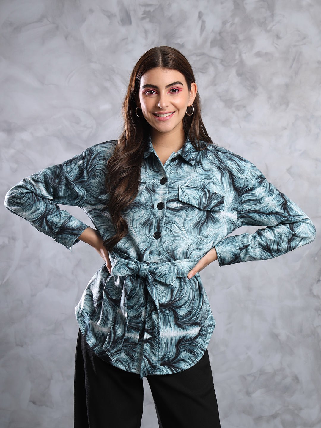 TANDUL FLEECE BLEND Printed Coat For Women