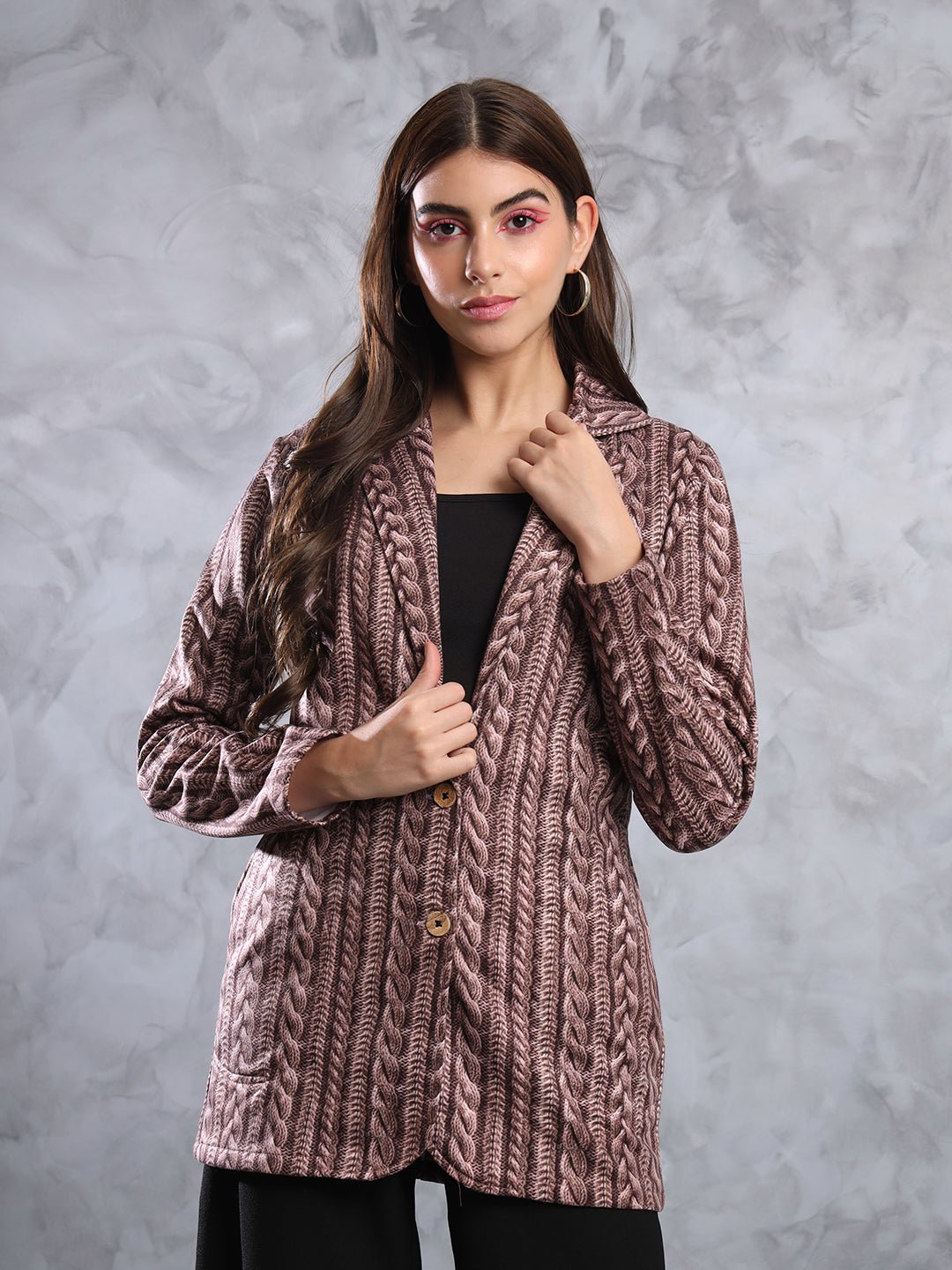 TANDUL FLEECE BLEND Printed Coat For Women