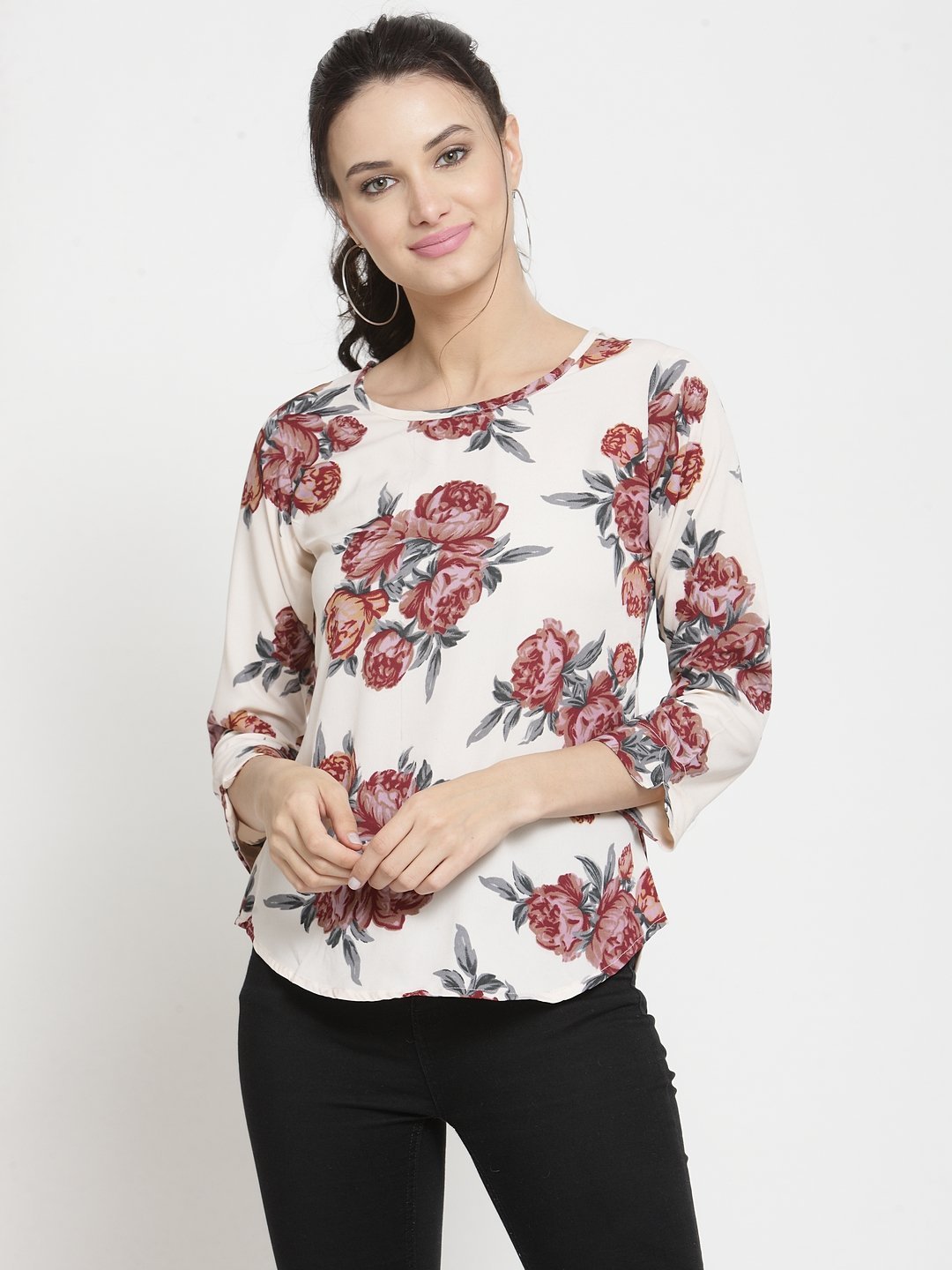 ZARVEY Casual Regular Sleeve Printed Women Multicolor Top