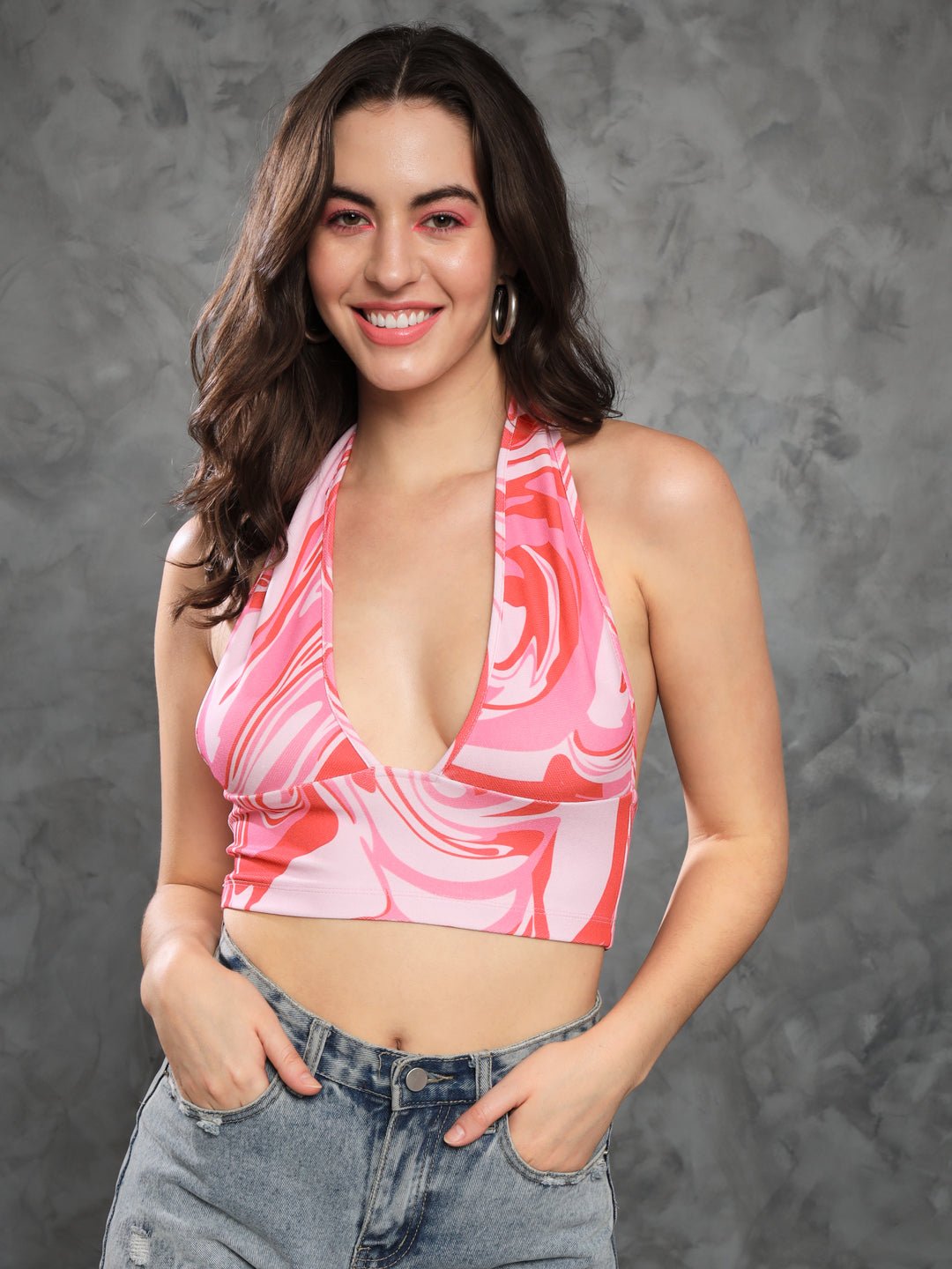 Stacked Flame Casual Sleeveless Printed Women Multicolor Top