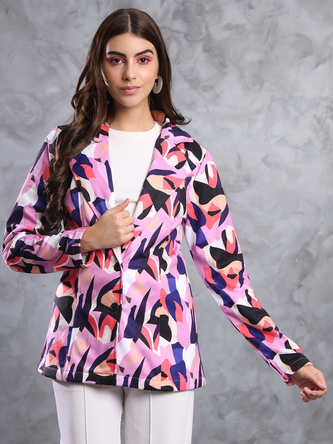 TANDUL FLEECE BLEND Printed Coat For Women