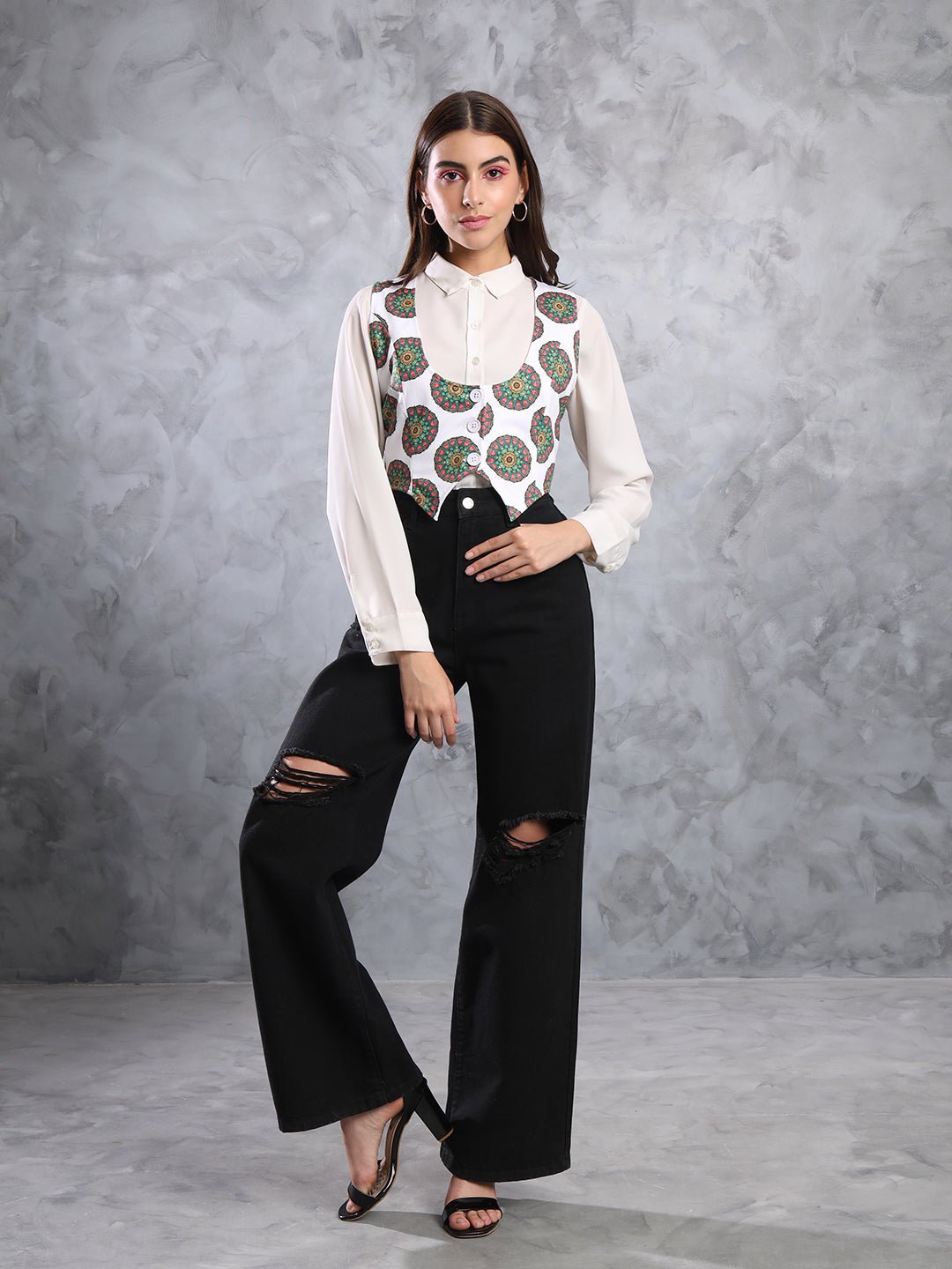 TANDUL FLEECE BLEND Printed Coat For Women