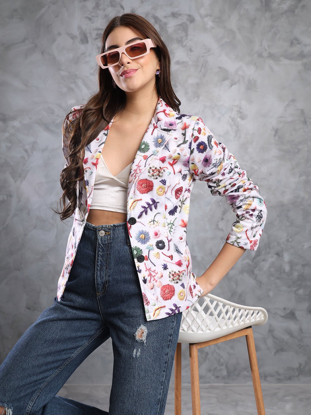TANDUL FLEECE BLEND Printed Coat For Women