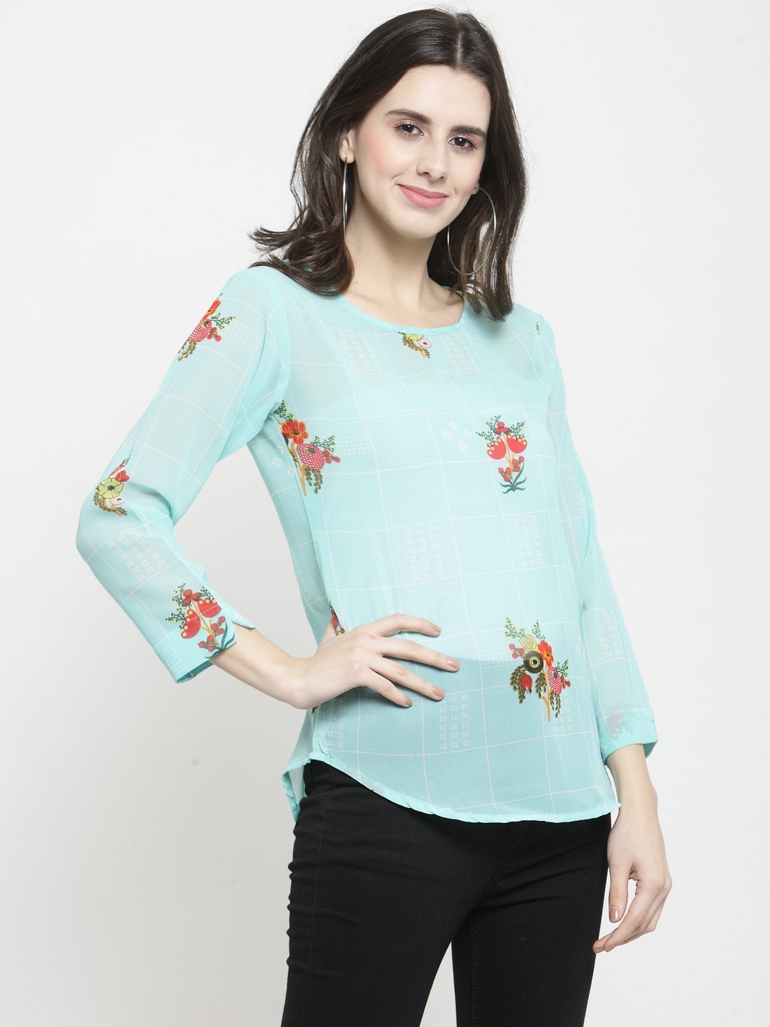 ZARVEY Casual Regular Sleeve Floral Print Women Multicolor Top