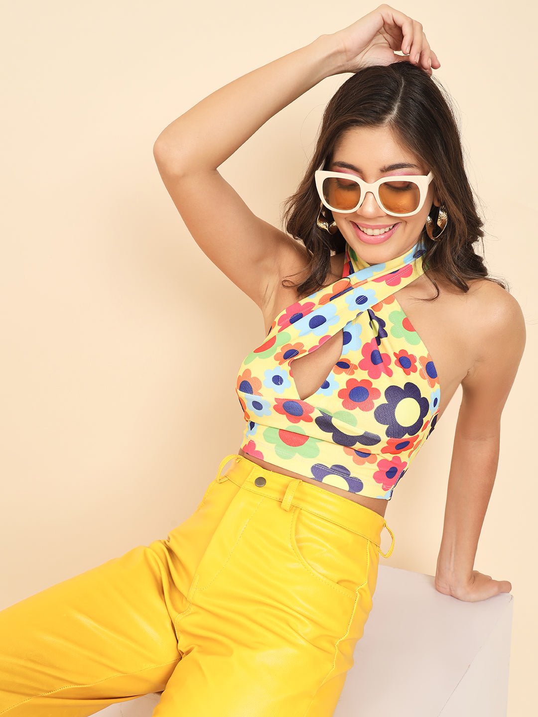 Stacked Flame Casual Sleeveless Printed Women Multicolor Top