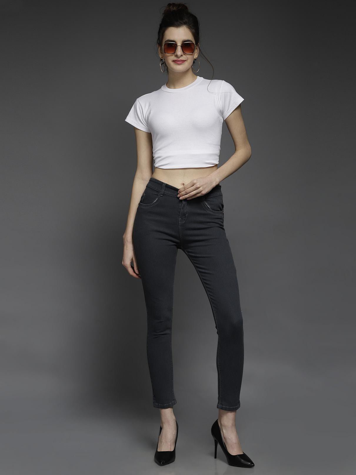 Stacked Flame Women Regular Mid Rise Black Jeans