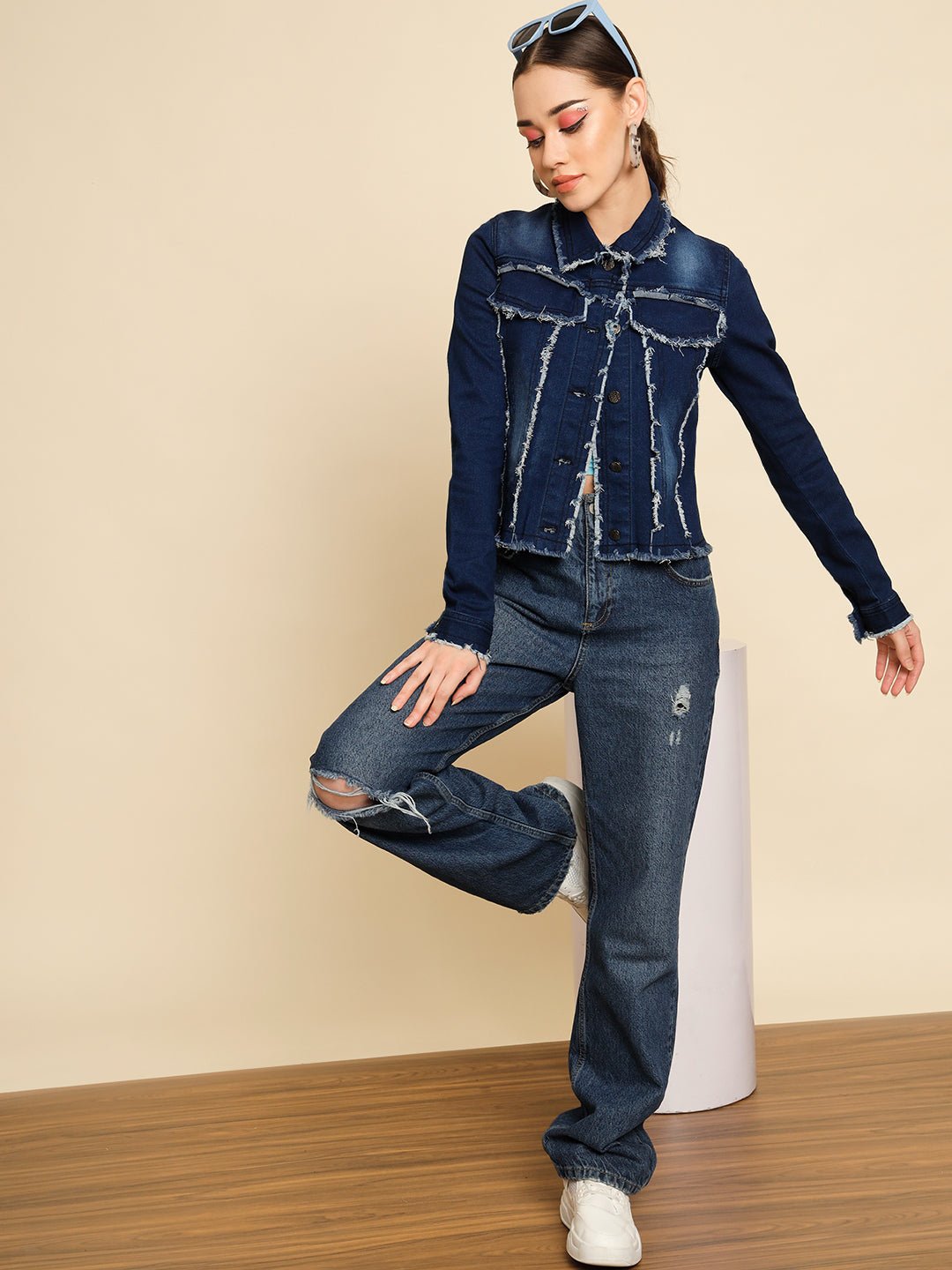 TANDUL Women Solid Denim Casual Jacket