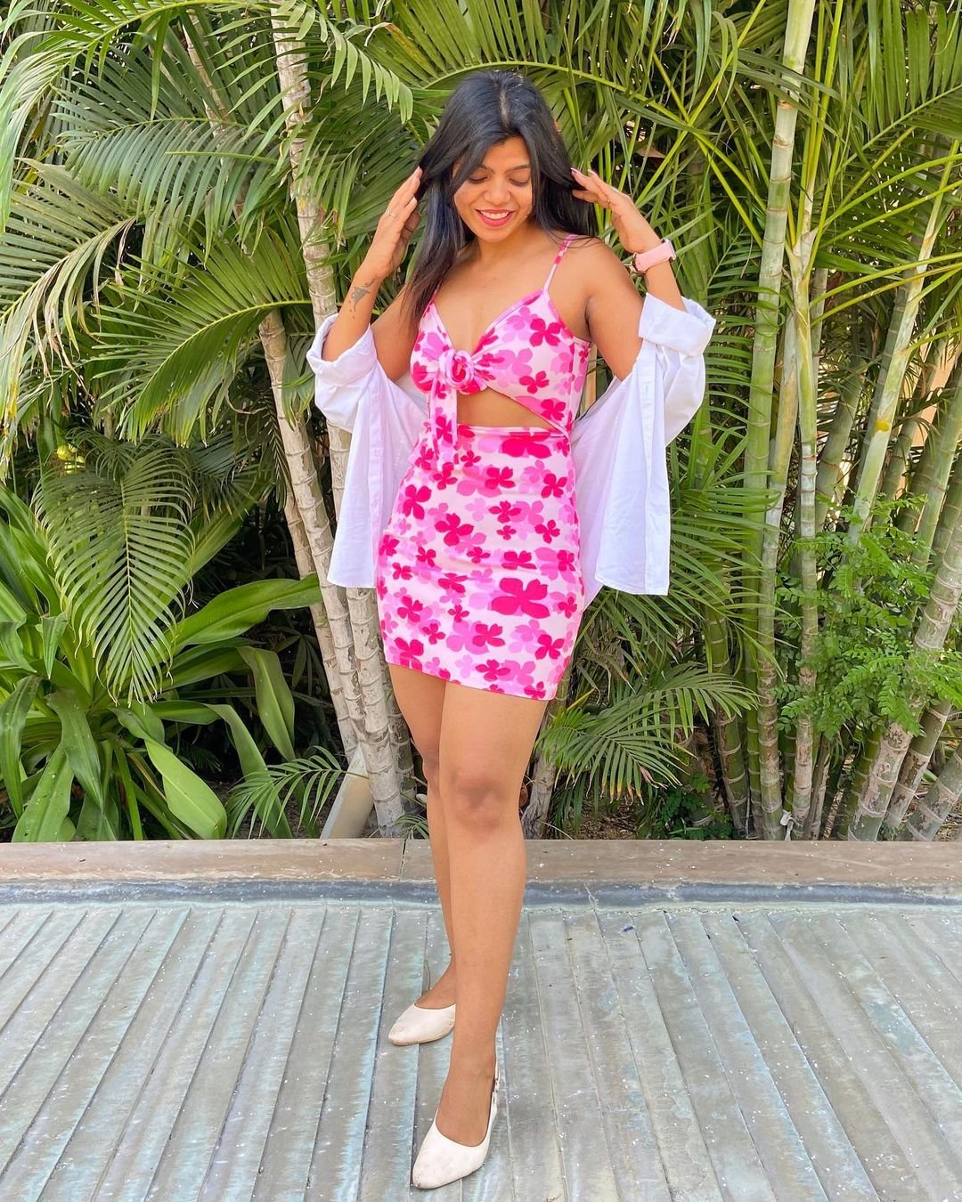 TANDUL printed cut out dress