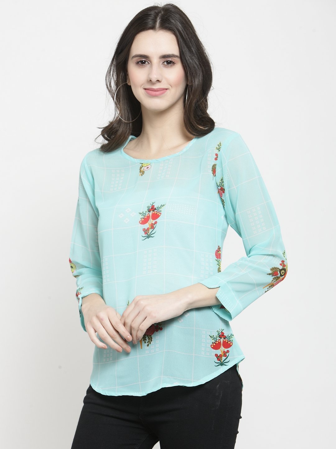 ZARVEY Casual Regular Sleeve Floral Print Women Multicolor Top