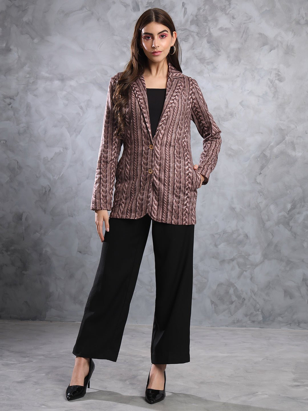 TANDUL FLEECE BLEND Printed Coat For Women