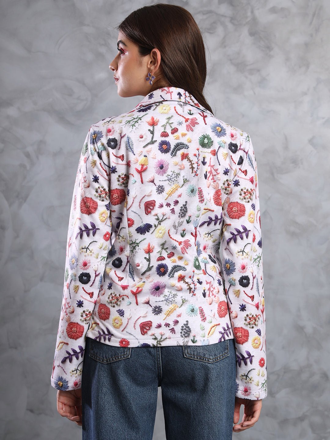 TANDUL FLEECE BLEND Printed Coat For Women