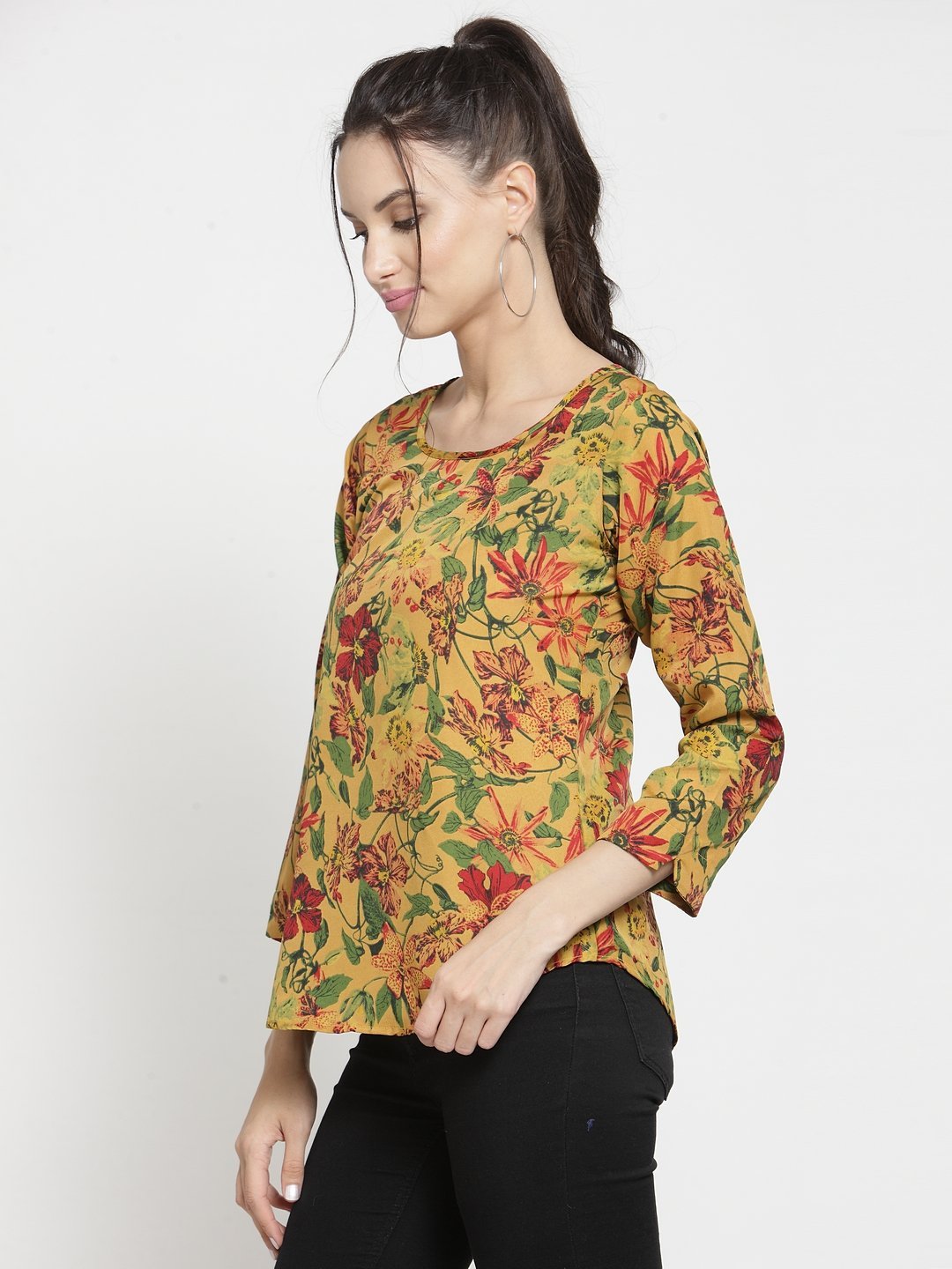 ZARVEY Casual Regular Sleeve Printed Women Multicolor Top