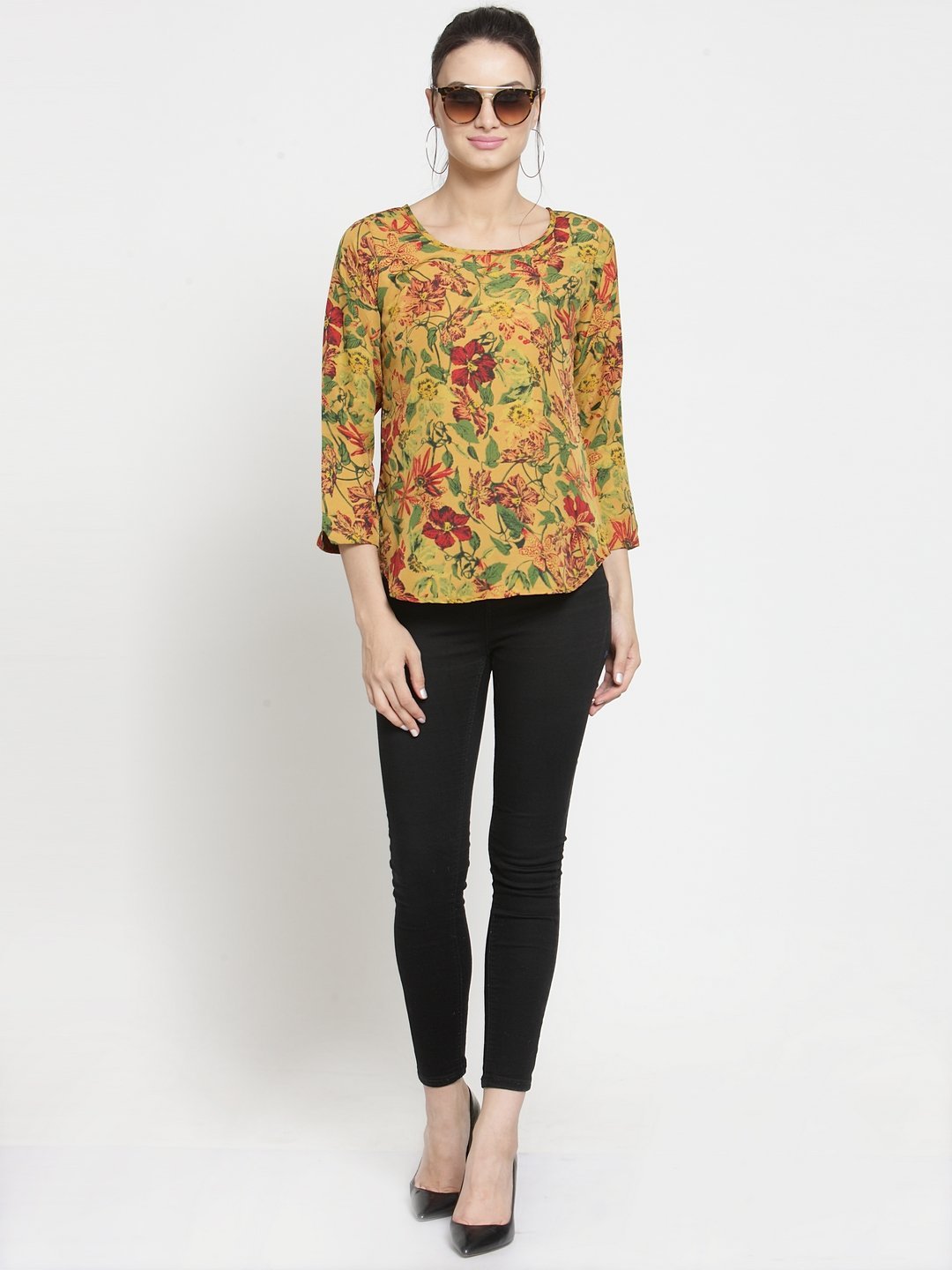 ZARVEY Casual Regular Sleeve Printed Women Multicolor Top