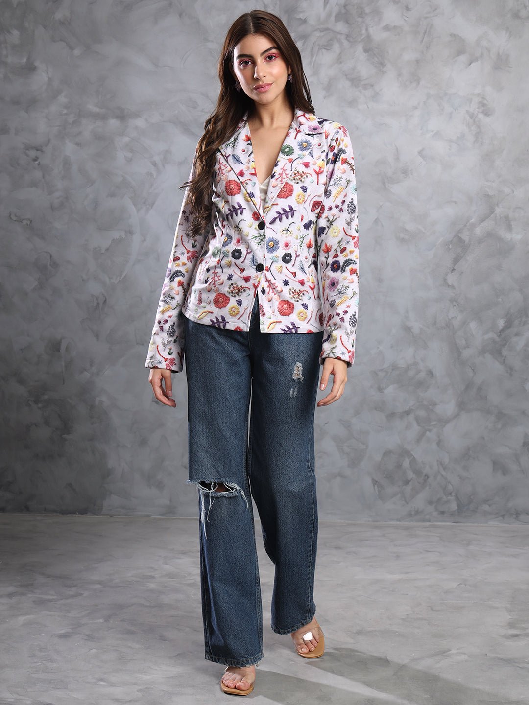 TANDUL FLEECE BLEND Printed Coat For Women