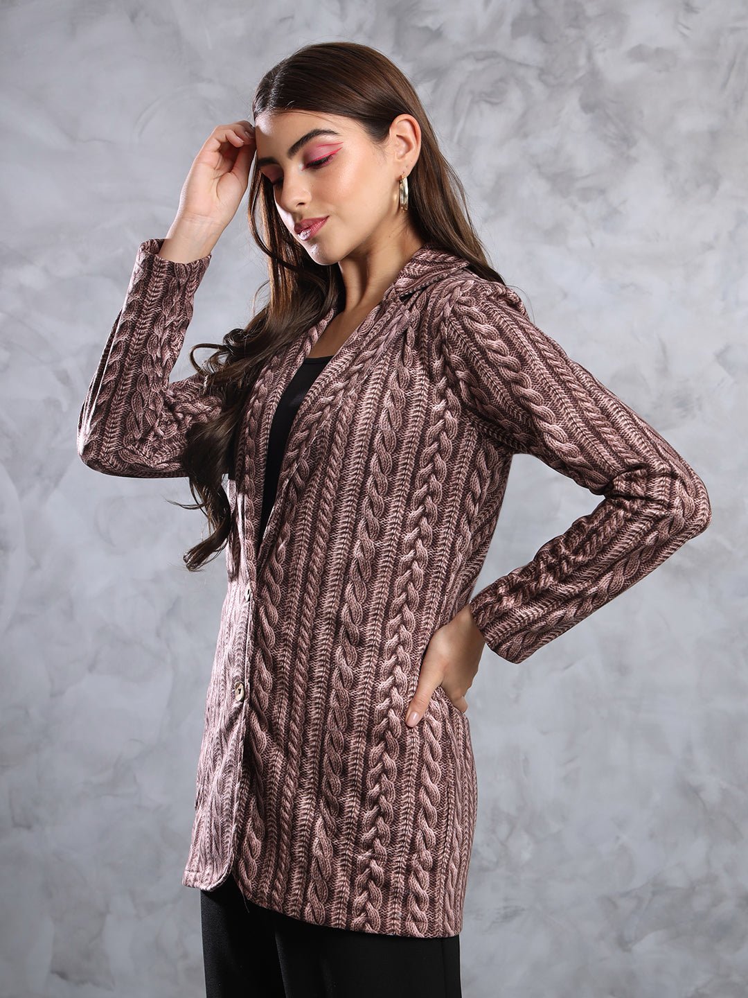 TANDUL FLEECE BLEND Printed Coat For Women