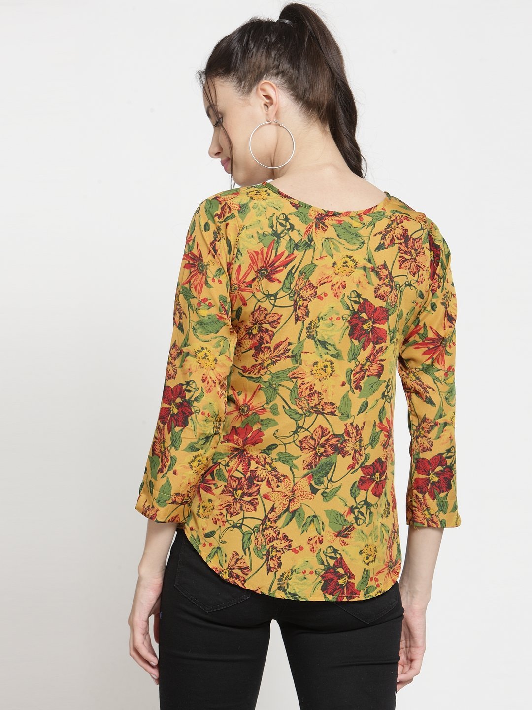 ZARVEY Casual Regular Sleeve Printed Women Multicolor Top